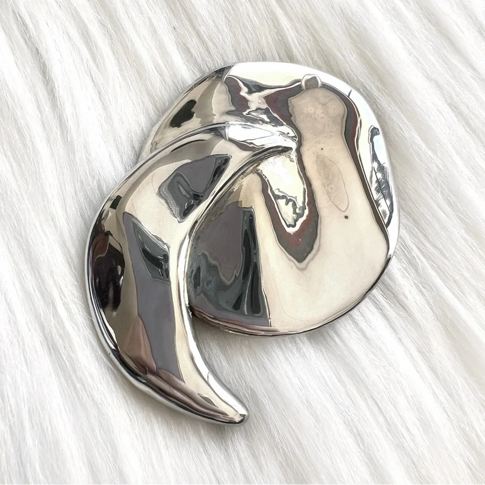 XL Vintage Sterling Silver Sun & Moon Pendant / Brooch • Electroformed Pin